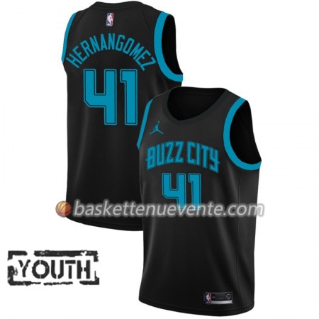 Maillot Basket Charlotte Hornets Willy Hernangomez 41 2018-19 Jordan Brand City Edition Noir Swingman - Enfant
